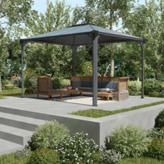 GREY 12' x 10' Palram Canopia Martinique 3600 Garden Gazebo (3.6m x 2.96m)