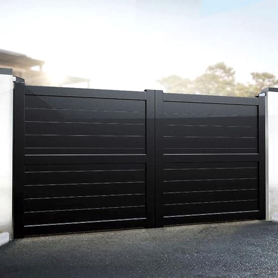 Exeter Premium Aluminium Driveway Double Gates - Black