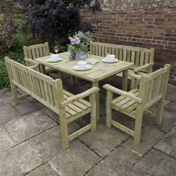 Forest Rosedene Wooden Garden Table, Benches and Chairs Set 8'9 x 6'2 (2.66m x 1.87m)
