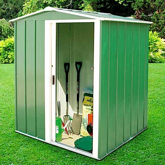 5'x4' (1.5x1.2m) Store More Sapphire Apex Green Metal Shed