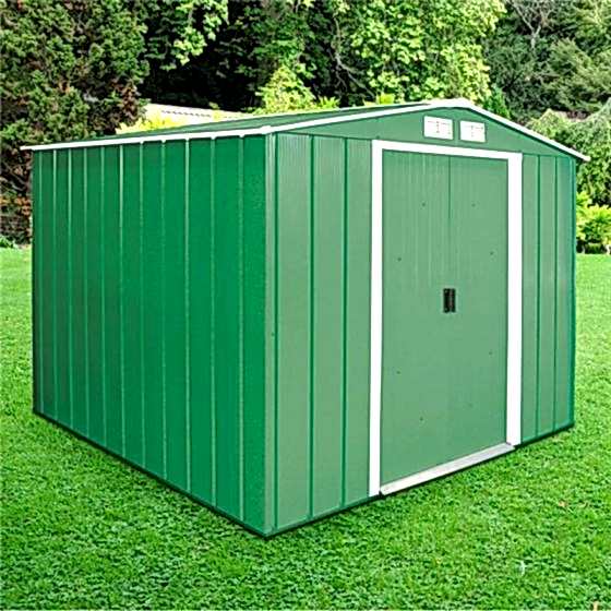 8'x8' (2.4x2.4m) Store More Sapphire Apex Green Metal Shed