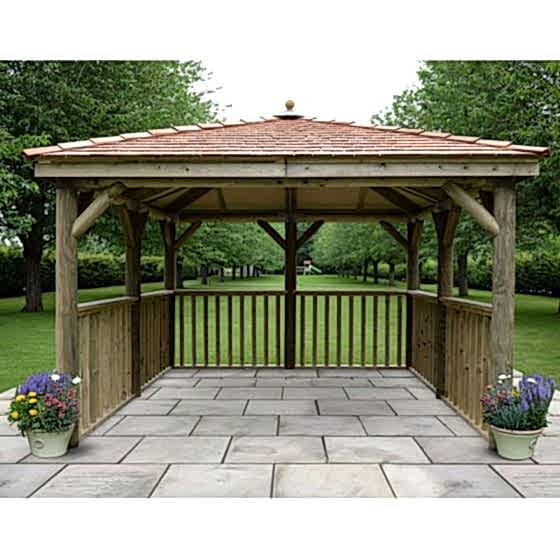 11'x11' (3.5x3.5m) M&M Square Gazebo with New England Cedar Roof (no base)