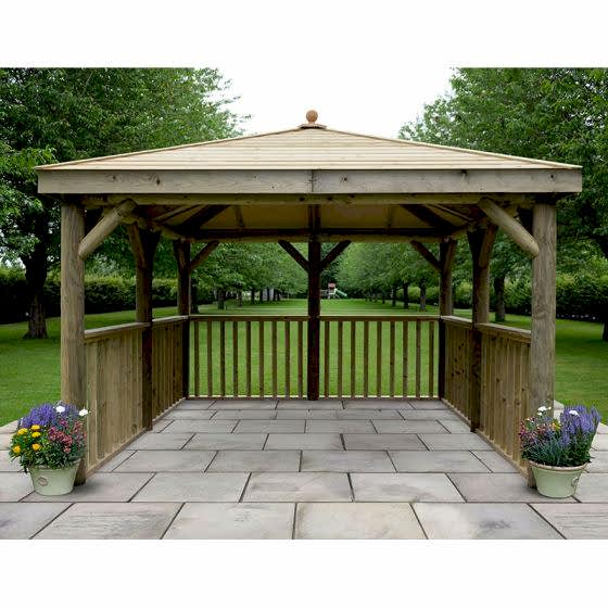 11'x11' (3.5x3.5m) M&M Square Gazebo with Traditional Timber Roof (no base)