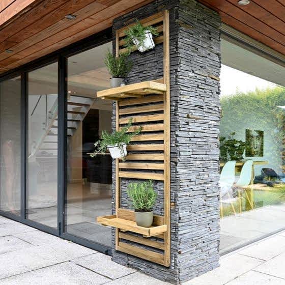 5���11 Forest Slatted Tall Wall Planter ��� 2 Shelves (0.6m x 0.18m)