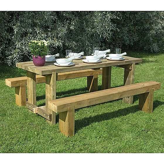 Forest 1.8m Refectory Table and Sleeper Bench Set
