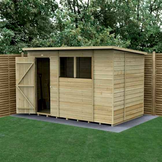 10' x 6' Forest Beckwood 25yr Guarantee Shiplap Pressure Treated Pent Wooden Shed (3.11m x 2.05m)