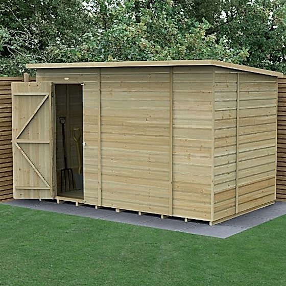 10' x 6' Forest Beckwood 25yr Guarantee Shiplap Pressure Treated Windowless Pent Wooden Shed (3.11m x 2.05m)