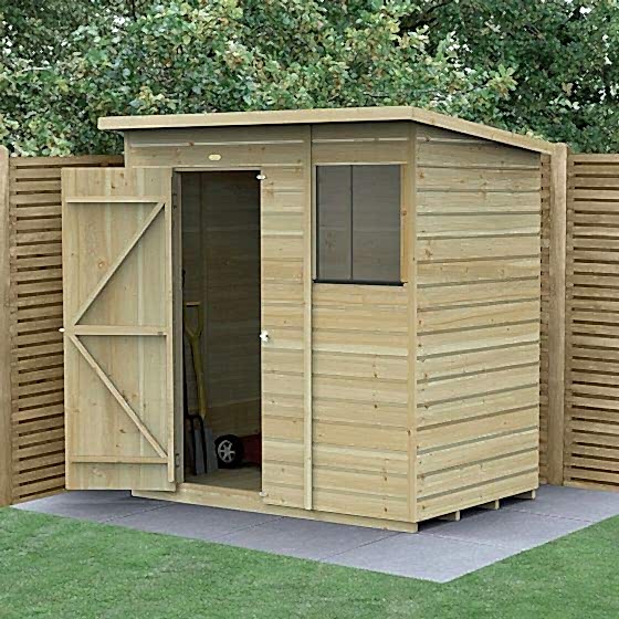 6' x 4' Forest Beckwood 25yr Guarantee Shiplap Pressure Treated Pent Wooden Shed (1.98m x 1.4m)