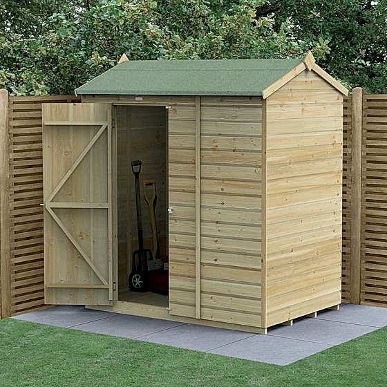 6' x 4' Forest Beckwood 25yr Guarantee Shiplap Pressure Treated Windowless Reverse Apex Wooden Shed (1.88m x 1.34m)
