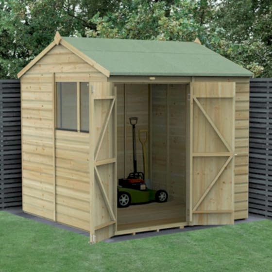 7' x 7' Forest Beckwood 25yr Guarantee Shiplap Pressure Treated Double Door Reverse Apex Wooden Shed (2.28m x 2.12m)