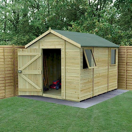 10' x 8' Forest Timberdale 25yr Guarantee Tongue & Groove Pressure Treated Apex Shed (3.06m x 2.52m)
