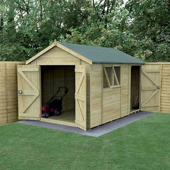 12' x 8' Forest Timberdale Tongue & Groove Combination Double Door Apex Shed