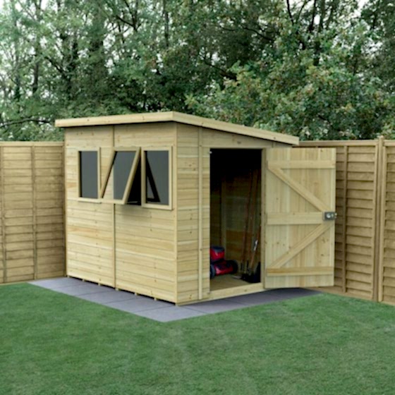 8' x 6' Forest Timberdale 25yr Guarantee Tongue & Groove Pressure Treated Pent Shed – 3 Windows (2.5m x 2m)