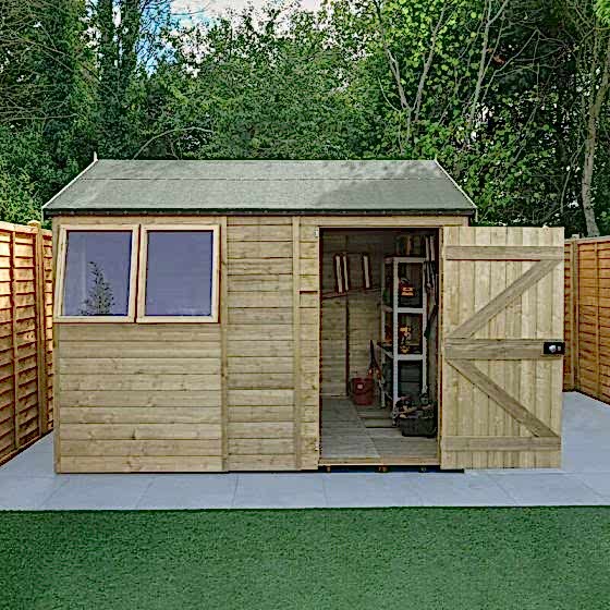 10' x 6' Forest Timberdale Tongue & Groove Pressure Treated Reverse Apex Shed (3.06m x 1.98m)