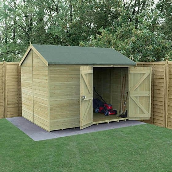 10' x 8' Forest Timberdale Tongue & Groove Windowless Double Door Reverse Apex Shed