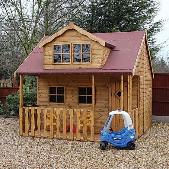 10' x 8' Traditional Swiss Cottage Kids Wooden Playhouse With Veranda (3.05mx2.44m)