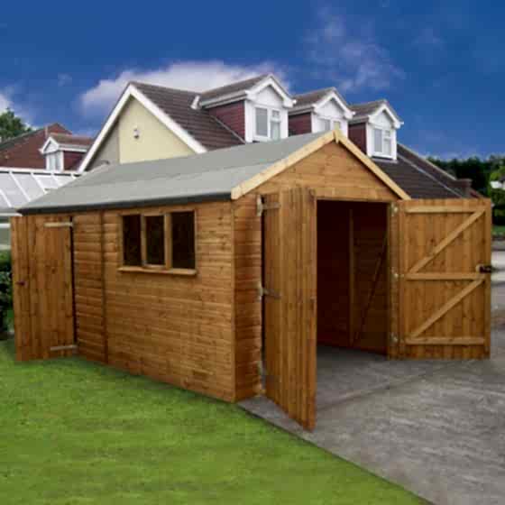 14' x 12' Traditional Deluxe Wooden Garage / Workshop Shed (4.28m x 3.66m)

