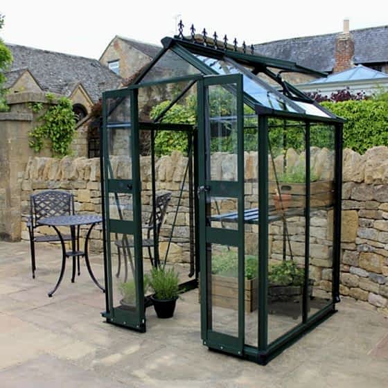 4' x 4' Halls Cotswold Birdlip Small Greenhouse in Green
