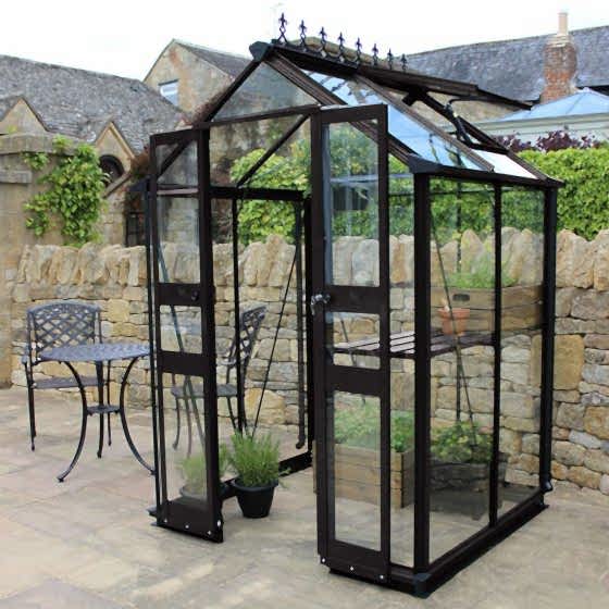 4' x 4' Eden Birdlip Small Greenhouse in Black (1.47m x 1.32m)