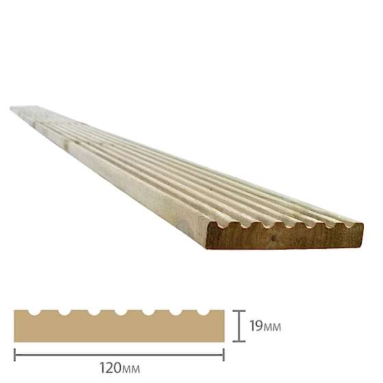 Forest Treated Softwood Deck Board 19mm x 120mm x 2.4m Pack of 20
