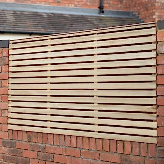Forest 6'x3' Pressure Treated Contemporary Double Slatted Fence Panel (1.8m x 0.91m)