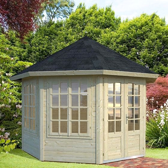 11'x11' (3.4 x 3.4m) Palmako Carmen 34mm Log Cabin - 4 Windows