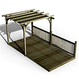 8' x 16' Forest Pergola Deck Kit with Retractable Canopy No. 2 (2.4m x 4.8m)