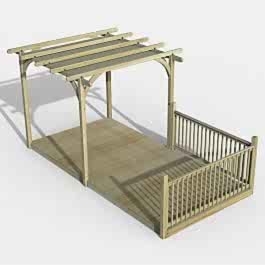 8' x 16' Forest Pergola Deck Kit with Retractable Canopy No. 3 (2.4m x 4.8m)