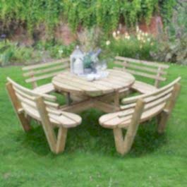 Forest Circular Wooden Garden Picnic Table with Seat Backs 8'x8' (2.4x2.4m)