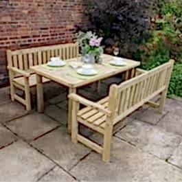 Forest Rosedene Wooden Garden Table and Benches Set 5'5 x 6'2 (1.65m x 1.87m)