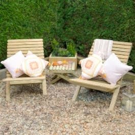 Forest Slatted Wooden Garden Table and Chairs Set 2'3 x 3'11 (0.68m x 1.19m)
