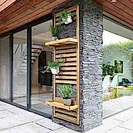 5'11 Forest Slatted Tall Wall Planter - 2 Shelves (0.6m x 0.18m)