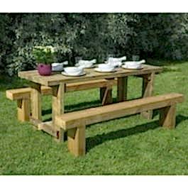 Forest Sleeper Bench & Refectory Wooden Garden Table Set 6'x2' (1.8x0.7m)