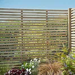 Forest 6' x 6' Pressure Treated Contemporary Slatted Fence Panel (1.8m x 1.8m)