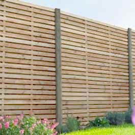 Forest 6' x 6' Pressure Treated Contemporary Double Slatted Fence Panel (1.8m x 1.8m)