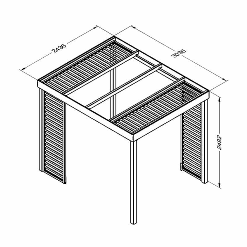 Forest Dining Wooden Garden Pergola Kit with Panels 10'x8' Technical Drawing