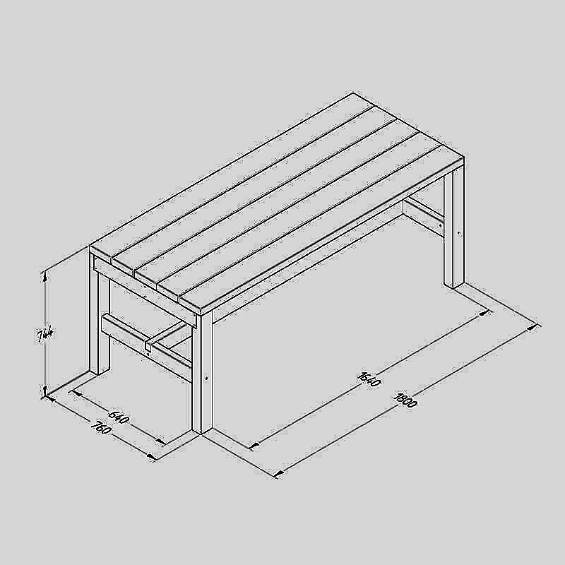 Forest Wooden Garden Dining Table 5'11 x 2'6 (1.8m x 0.76m) Technical Drawing
