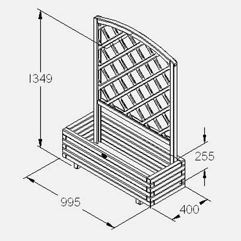 Forest Toulouse Wooden Garden Planter 3'3x1'4 (1.0x0.4m) Technical Drawing