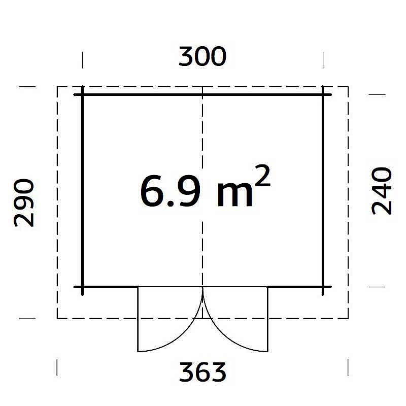 Palmako Vivian 3.3m x 2.7m Log Cabin Summerhouse (28mm) Technical Drawing