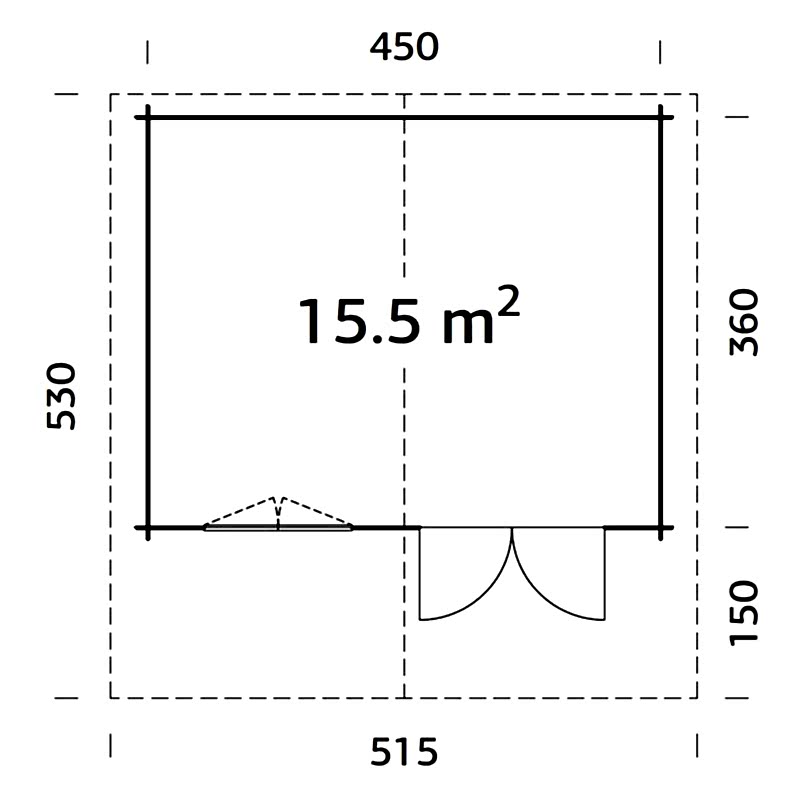 Palmako Sally 4.8m x 3.9m Log Cabin Summerhouse (44mm) Technical Drawing