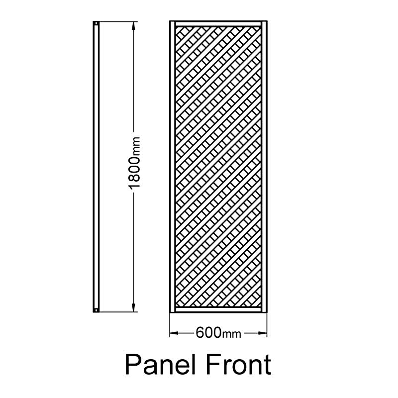 Forest 6' x 2' Rosemore Pressure Treated Diamond Lattice (1.8m x 0.6m) Technical Drawing