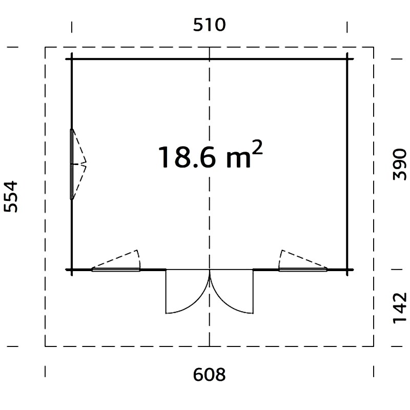 Palmako Helena 5.4m x 4.2m Log Cabin Garden Building (70mm) Technical Drawing