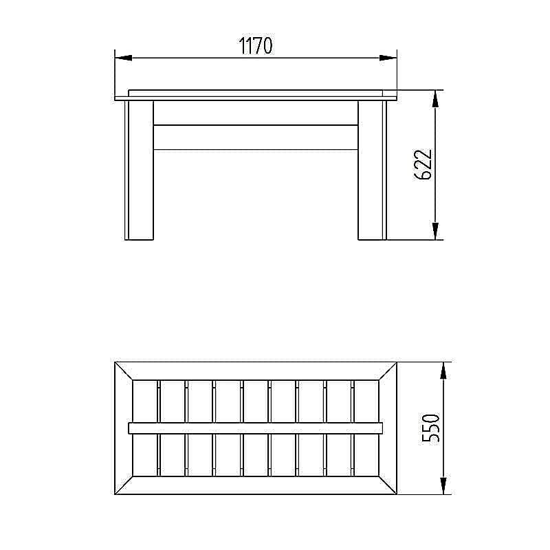 Forest Grow Bag Planter 3'9" x 1'10 (1.15m x 0.55m) Technical Drawing