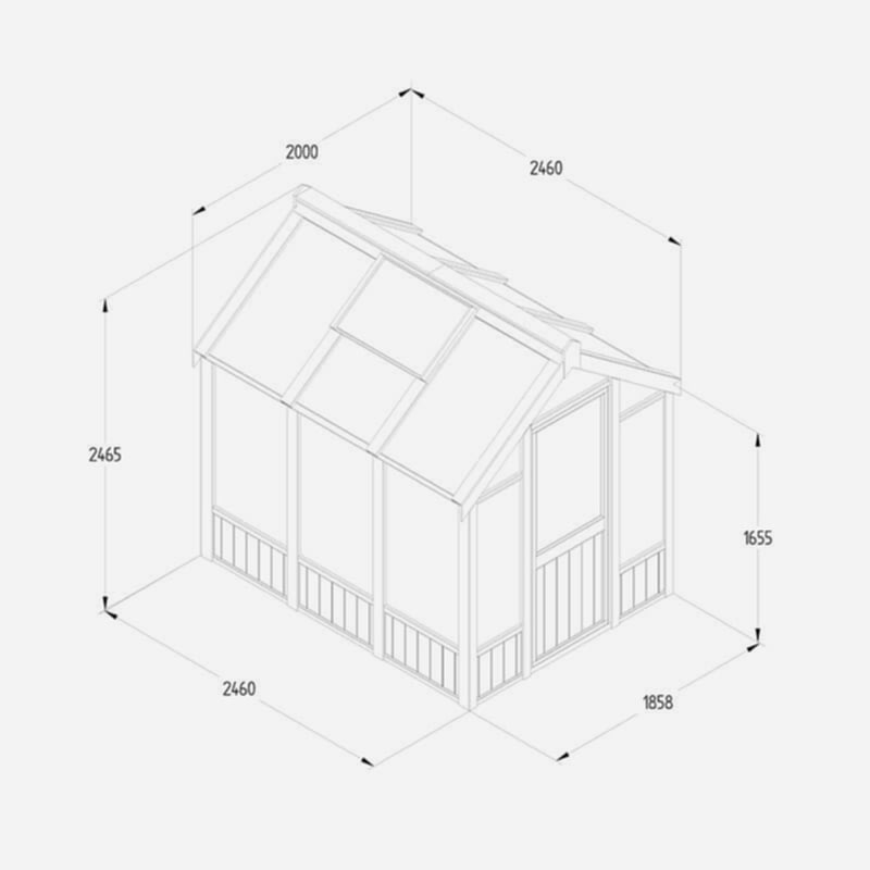 8' x 6' Forest Vale Modular Wooden Greenhouse (2.48m x 2m) - Installation Included Technical Drawing