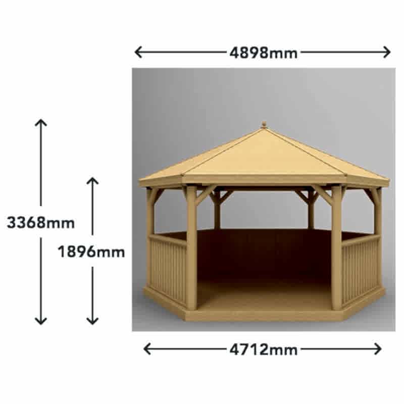 15'x13' (4.7x4m) Luxury Wooden Furnished Garden Gazebo with New England Cedar Roof - Seats up to 19 people Technical Drawing
