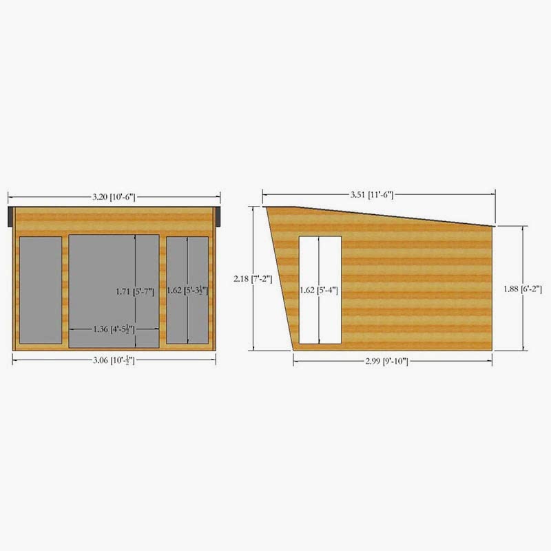 10 x 10 Shire Highclere Contemporary Summerhouse Technical Drawing