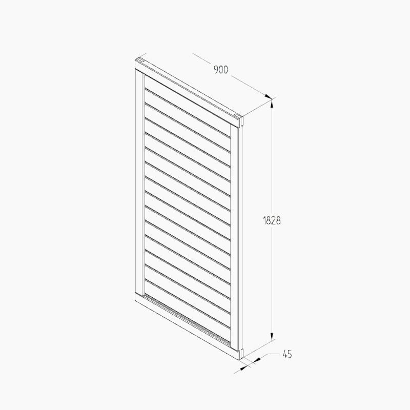 Forest 3' x 6' Horizontal Tongue and Groove Pressure Treated Wooden Side Garden Gate Technical Drawing