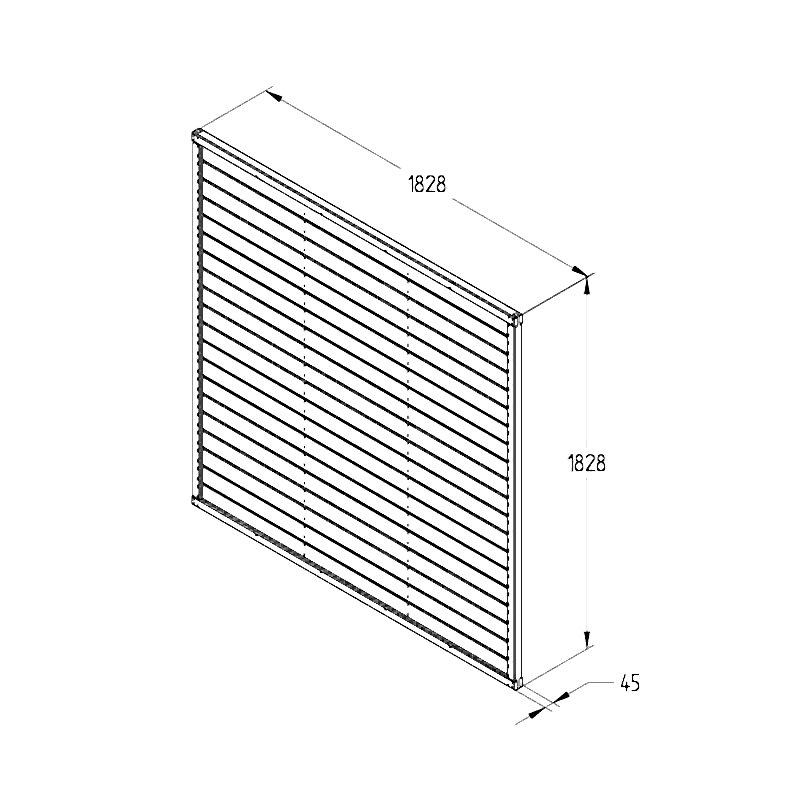 Forest 6' x 6' Pressure Treated Tongue and Groove Fence Panel (1.83m x 1.83m) Technical Drawing