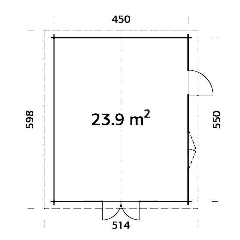 Palmako Irene 4.7m x 5.7m Log Cabin Garden Building (44mm) Technical Drawing