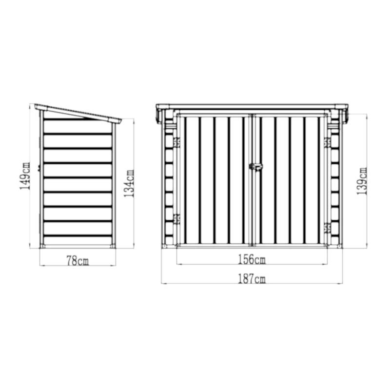 6' x 3' Jasmine Plastic Garden Storage Shed with Foundation Kit (1.87m x 0.78m) Technical Drawing